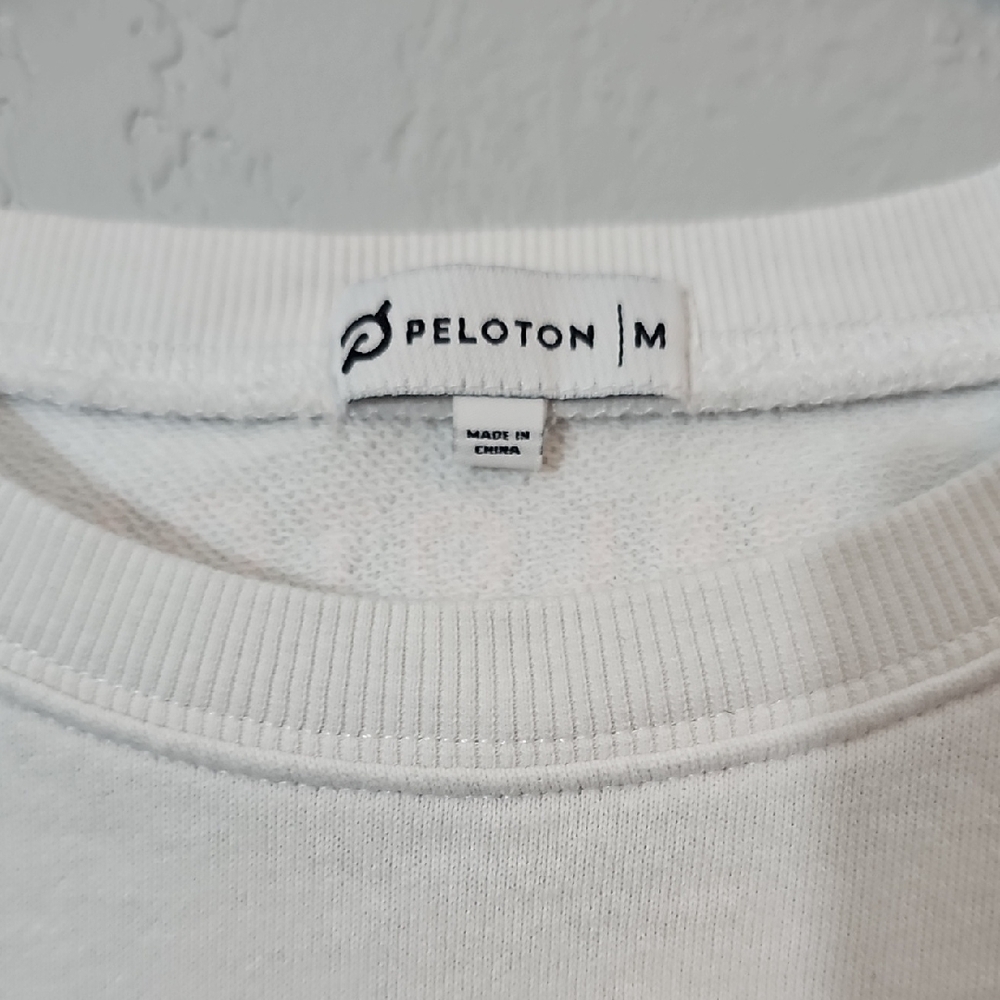 Peloton Classic White Sweatshirt W/Peach Sleeves Womens Medium - Picture 3 of 7